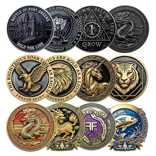Customizable 3D Antique Gold Style Metal Challenge Coins for Collectible Souvenirs and Wholesale