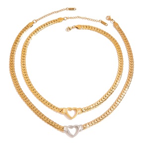 Collar de Cadena de Serpiente Plana en Forma de Corazón, Oro de 14K, Joyería para Uso Diario de Mujer - Product Image 5