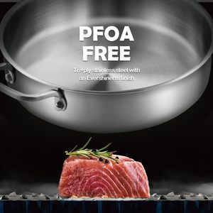 Poêle à frire profonde en acier inoxydable 304 triple couche avec couvercle en verre et deux poignées pour cuisinières à <span class=keywords><strong>gaz</strong></span>/à induction, sans PFOA, compatible lave-vaisselle - Product Image 5