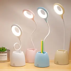 6W Usb Led 책상 램프 유연한 독서 빛 tischlamp 펜 홀더 전화 홀더