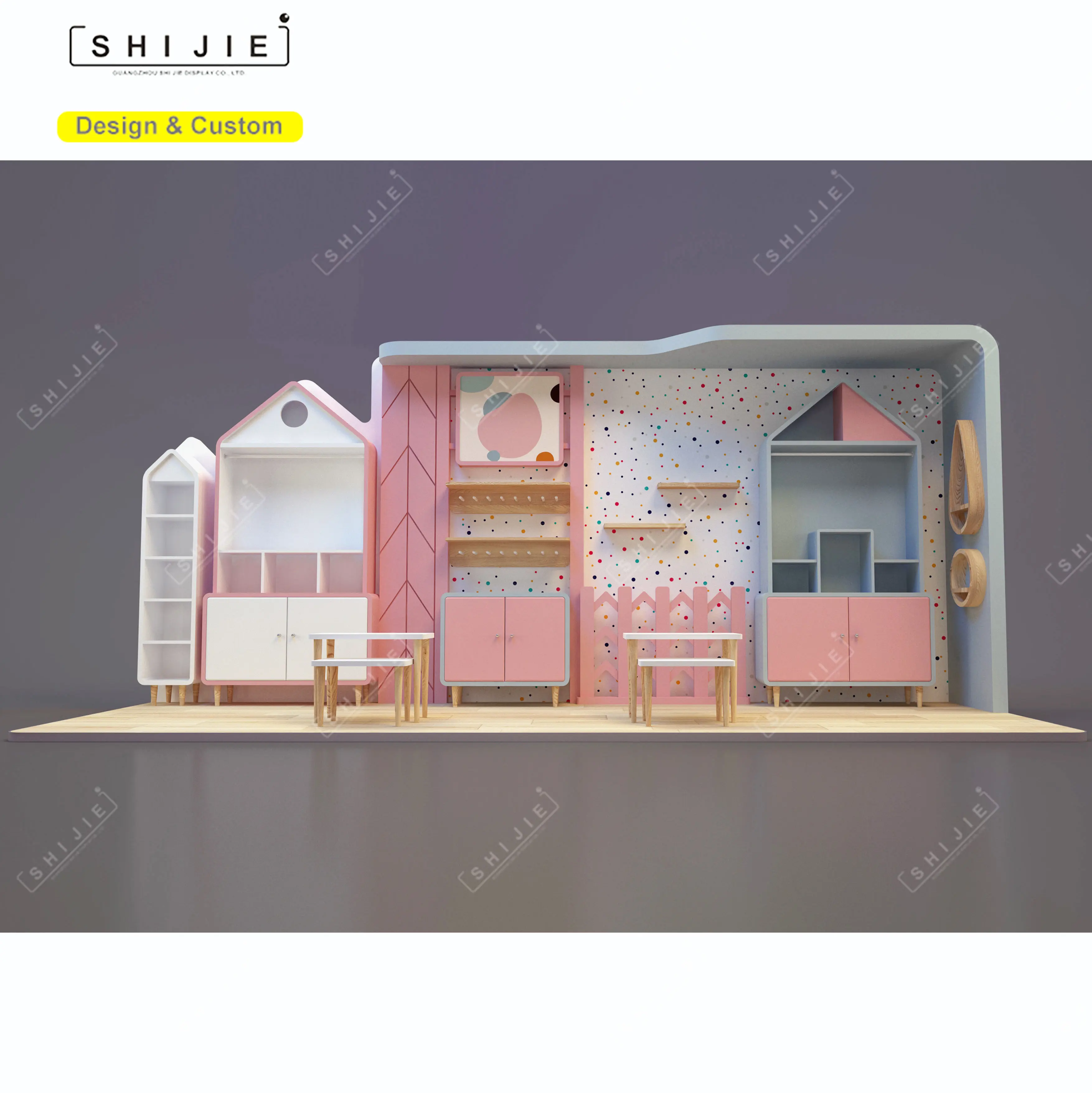 mini pink booth for kids fashion display Modern Kiosk Baby Store Display Fixtures Children Furniture Shop Fitting Store Design