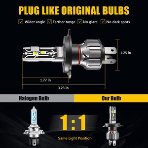 หลอดไฟหน้า LED H4 สว่างพิเศษ หลอดไฟหน้า LED E2 พร้อมชิป LED 5530 18W 2000LM แผงวงจรทองแดง ดีไซน์ออลอินวัน - Product Image 2