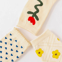 Nouvelle mode coeur fleur motif équipage chaussettes pour femmes tacheté Curling artistique confortable chaussettes