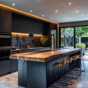 CBMMART Armoires de cuisine modernes en bois massif, chêne, hêtre, design 3D personnalisé de taille exceptionnelle avec îlot cascade - Product Image 2