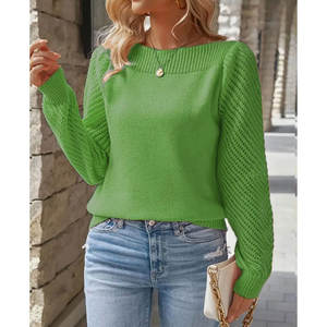 2026 यूरो-अमेरिकी ट्रेंडी महिला चालक दल की गर्दन, जेब विस्तार छोटी आस्तीन वाली महिला स्वेटर-2 - Product Image 1