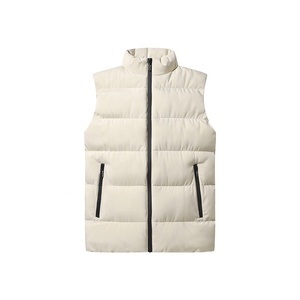 Nouveau design en Stock mode hiver bleu vers le bas coque souple épaissie fermeture éclair sans manches plaine Premium veste matelassée hommes gilets - Product Image 5