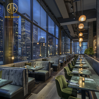 Juego de Muebles Modernos de Lujo Ron Group, Asientos de Restaurante Tapizados en Terciopelo, Silla Tapizada Personalizada, Mesa Cuadrada de Mármol