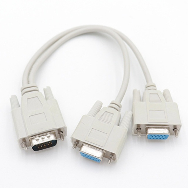 High Quality White Male VGA 2 Female VGA Cable SVGA Y Monitor Adapter Splitter 0.3 Meter for HDTV Small MOQ Cheap