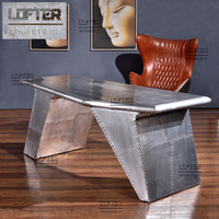 Bureau exécutif style industriel vintage finition dégradée métal aluminium rivets bureau personnalisé aile d'avion