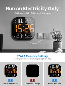 NEW Modern Large LED Brightness Adjustable Timer Alarm <b>Digital</b> <b>Wall</b> Table <b>Clock</b> Battery Operated LUMINOVA Remote Home Decor - Product Image 4