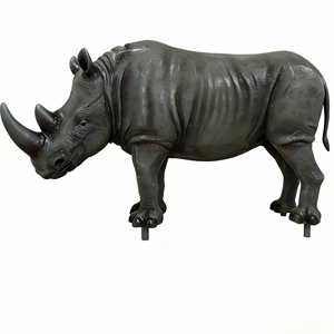 Estatua de Rinoceronte de Resina con Acabado de Bronce Artístico Realista, Resistente <span class=keywords><strong>al</strong></span> Agua y a los Rayos UV, Modelo para Decoración de <span class=keywords><strong>Entrada</strong></span> de Hotel <span class=keywords><strong>al</strong></span> Aire Libre - Product Image 2