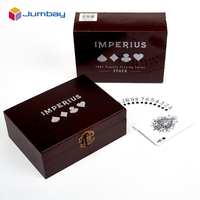 Jeu de cartes à jouer personnalisé de luxe à double jeu, 100 % plastique, avec boîte cadeau en bois foncé poli, cartes de poker étanches