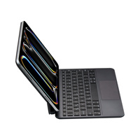 iPad Air 13 M4 için Manyetik Yüzer Standlı ve Çoklu Dokunmatik İzleme Dörtgeni (Trackpad) ile Sihirli Klavye Kılıfı, 7 Renkli Arkadan Aydınlatmalı Bluetooth Kapak