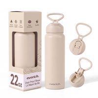 Bouteille d'eau isotherme en acier inoxydable à double paroi avec couvercle à paille, large poignée, couleur personnalisée, sans BPA