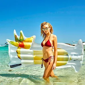 Fabbrica su misura gonfiabile pina colada piscina galleggiante in plastica resistente di lusso gonfiabile pina colada isola pieghevole sun lounge