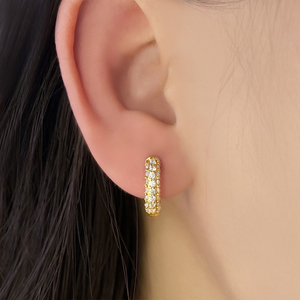 Modernos Pendientes de Aro de Latón Chapado en Oro con Cristal Verde en Canal para Mujer, Joyería para Fiestas - Product Image 4