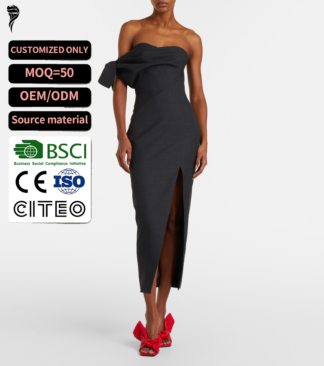 Asymmetrical Maxi Dress - Draped Elegant Design