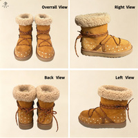 Bottes d'hiver pour femmes en cuir suédé véritable, doublées de laine véritable, chaudes, vente en gros d'usine