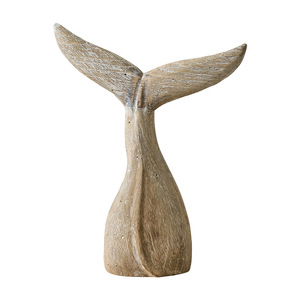 Solid Wood Whale Tail Ornament 2Pcs <b>Rustic</b> Home Decoration Craft For Living Room <b>Shelf</b> Display - Product Image 4