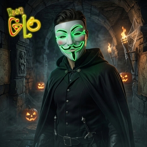 Masques faciaux lumineux en PVC pour cosplay d'<span class=keywords><strong>Halloween</strong></span>, accessoires lumineux Vendetta, <span class=keywords><strong>masque</strong></span> à fil EL pour fête, rave, mascarade - Product Image 2