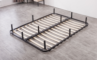 Cadre de lit pliable rembourré, base de support en métal robuste avec lattes en bois standard