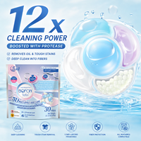 Cápsulas de Detergente para Ropa OEM ODM, 30 Unidades, 5 en 1, Limpieza Profunda, Ecológicas, Antibacterianas, Protección del Color, Eliminación de Manchas, Larga Duración