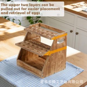 Support à œufs en bois Fengteng, 2 niveaux, multi-étages, organiseur de comptoir de cuisine pour œufs et produits frais - Product Image 4