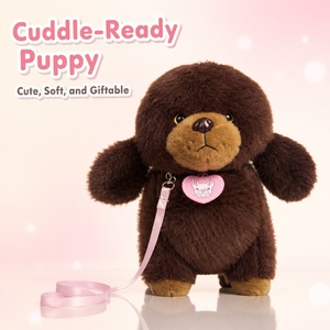 Peluche Super Morbido e Carino a Forma di Cucciolo con Guinzaglio, Disponibile <span class=keywords><strong>in</strong></span> Diverse Misure, Marrone e Bianco, Vendita all'Ingrosso - Product Image 3