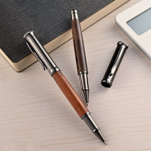 Bolígrafo de Metal y Madera de Lujo, Color Negro Metálico, con Logotipo Personalizado de Alta Calidad, Tinta Azul de 0.5 mm, <span class=keywords><strong>para</strong></span> Oficina y Escuela, Madera de Palisandro y Sándalo - Product Image 2
