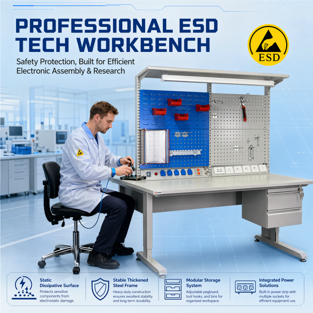 EXING Professional ESD Workstation Metal 10^6-10^11 Ohm Resistance Compliance with IEC/ANSI Standards Sensitive Electronics