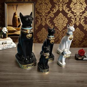 Statuetta di Gatto Egiziano Esotico Ecologica Marca HAOXUAN per Soggiorno e Ingresso, Artigianato in Resina, Divinità Felina Egizia - Product Image 2