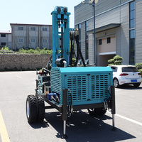 Plateforme de forage de puits d'eau SM300 300m sur roues, moteur diesel avec compresseur d'air et pompe à boue