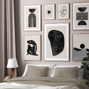 Set di Stampe Minimaliste Astratte con Linee Geometriche Moderne in Nero e Beige <span class=keywords><strong>per</strong></span> Decorazione Camera <span class=keywords><strong>da</strong></span> Letto e Soggiorno - Product Image 2