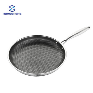 Ustensiles de cuisine hybrides HexClod 8/10/12 pouces Poêles à frire Poêle antiadhésive Nid d'abeilles 20/<span class=keywords><strong>24</strong></span>/28 <span class=keywords><strong>cm</strong></span> Poêle en acier inoxydable tri-couches - Product Image 3