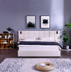 Modern Luxury King Size Wood Frame Bed <b>Set</b> Wholesale Home Furniture Adjustable for Living Room Includes Fabric Components - Product Image 4