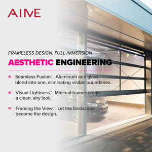 Portes <span class=keywords><strong>de</strong></span> <span class=keywords><strong>garage</strong></span> électriques en alliage d'aluminium noir - Télécommande, design moderne coupe-vent pour villas et résidences - Product Image 4