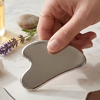 Outil de massage facial Gua Sha en acier inoxydable argenté, grattoir de beauté, spatule de maquillage, masseur pour le soin de la peau, 12,5 cm