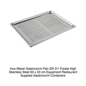 Bac alimentaire perforé en acier inoxydable GN 2/1 65 × 53 × 2 h cm, 2550 g Inox Inox Macel - Product Image 2