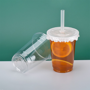 Logo personnalisé 98 mm de diamètre. Gobelets jetables écologiques en PET avec couvercles 12/14/16/18/20/24oz transparents pour boissons froides - Product Image 4
