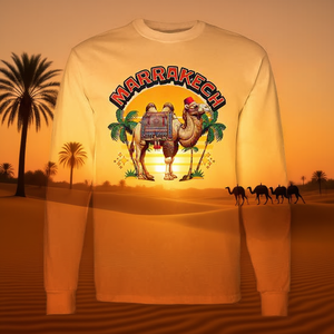 เสื้อยืดแขนยาวลายม้าคาเมลซันเซ็ทมาร์ราเกชโมร็อกโก - Product Image 3