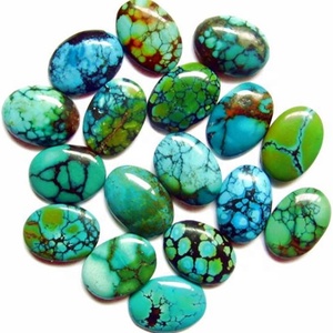 <span class=keywords><strong>Pietre</strong></span> <span class=keywords><strong>Preziose</strong></span> Naturali Turchese Ovale Cabochon 9x11mm Certificato GIA Spiderweb-Kingman Venduto Singolarmente - Product Image 2