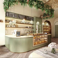 Meubles de magasin de bonbons tendance, design moderne, vitrine de café en verre, comptoir de boulangerie personnalisé en bois, bar