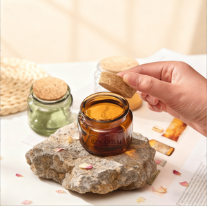 Frascos de vidrio vacíos de 200ml y 100ml en ámbar, verde y transparente con tapa de corcho para velas DIY, recipientes y envases. - Product Image 4
