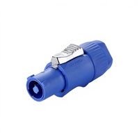 Connecteur d'alimentation bleu à 3 broches, prise mâle 20A 250V, boîtier PA6, contacts en alliage de cuivre, IP44, prise d'alimentation ronde