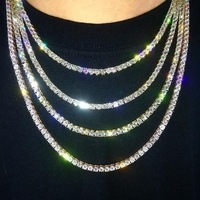 Prix le moins cher Hip Hop 925 Sterling Silver 3mm 4mm 5mm Collier Moissanite Diamant Collier Moissanite Tennis Chaîne