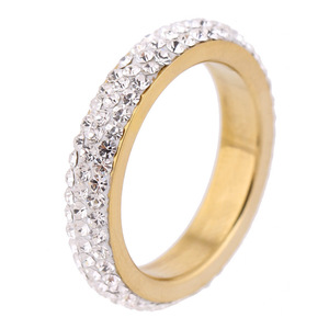 Women's Stainless Steel <b>Ring</b> 6MM Micro Pave <b>Diamond</b> Encrusted Wedding Jewelry Fashion <b>Rings</b> - Product Image 4