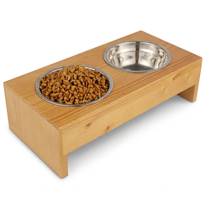 Support personnalisé pour gamelles d'animaux domestiques en bois, pour chats et chiens, station d'alimentation surélevée, design minimaliste de style américain - Product Image 1