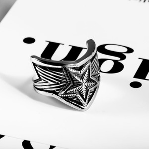 Retro <b>Titanium</b> Steel Five Pointed Star Wide <b>Ring</b> Unisex Index Finger Jewelry SA976 - Product Image 4