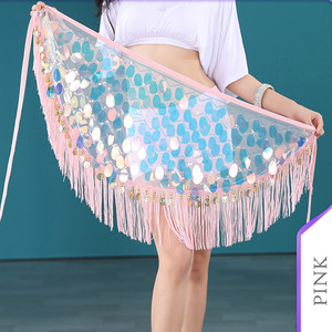 Falda de lentejuelas colorida con diseño de sirena, sexy, triangular, para entrenamiento de baile latino, para disfraces de danza del vientre oriental. - Product Image 6