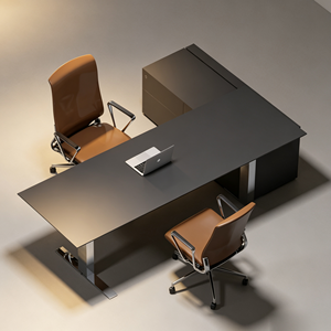 <span class=keywords><strong>Bureau</strong></span> électrique moderne pour cadres avec tiroirs, <span class=keywords><strong>bureau</strong></span> de direction en L noir réglable en hauteur avec armoire de rangement - Product Image 3